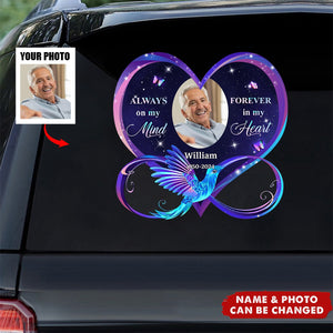 Personalized Memorial Photo Decal - Always On My Mind Forever In My Heart