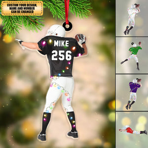 Back American Football Player - Personalized Christmas Ornament- Gift For Football Players