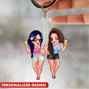 Summer Beach Girls Besties Sisters Personalized Keychain