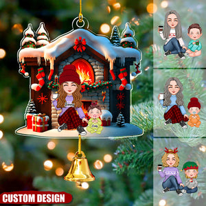 Cute Grandma & Grandkid Christmas Gift For Granddaughter Grandson Christmas Ring Bell Personalized Ornament