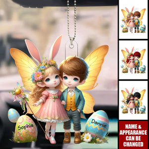 Lovely Easter Couple - Personalized Acrylic Car Ornament