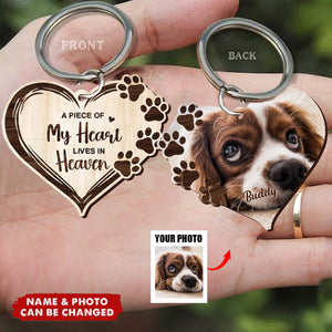 Dog Memorial Gift Personalized Photo Wooden Keychain