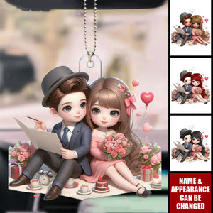 Couples Sitting Together - Valentine‘s Day Gift - Personalized Car Ornament