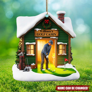 Golf Cabin Christmas Ornament - Personalized Gift For Golfers