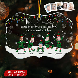 This Is Us Funny Elf Family - Personalized Acrylic Photo Ornament