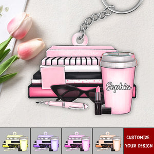 Gift For Reading Lover, Coffee Book - Personalized Acrylic Keychain