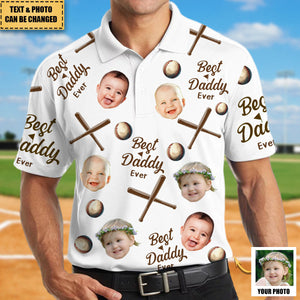 Best Daddy Ever - Personalized Photo Baseball Polo Shirt