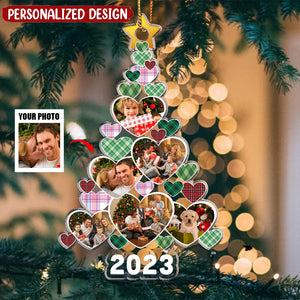 Heart Christmas Tree Upload Photo Family Personalized Acrylic Ornament