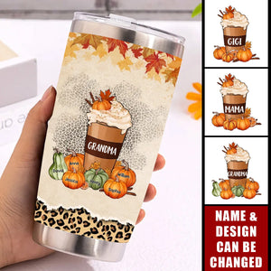 Grandma Pumpkin Spice Latte And Pumpkids Fall Season Personalized Tumbler