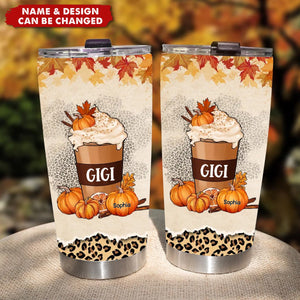 Grandma Pumpkin Spice Latte And Pumpkids Fall Season Personalized Tumbler