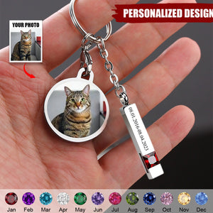 Personalized Birthstone Urn Pet Ashes Storage Keychain