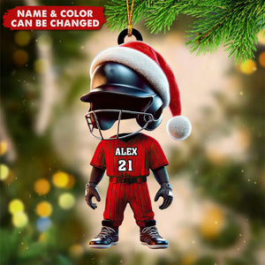 Custom Name and Number Baseball Ornament, Baseball Lover Christmas Gift