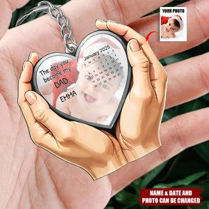 Custom Photo Calendar The Moment You Became My Mom Dad - Personalized Acrylic Keychain