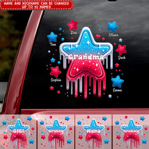 4th Of July Grandma Nana With Cute Grandkids Star Personalized Car Decal