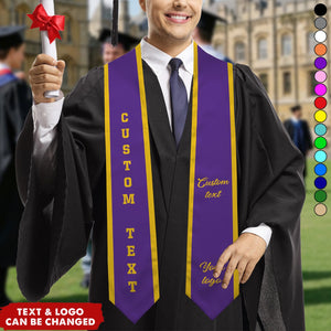 Personalized School Logo Text Grad Graduation Stole Sash