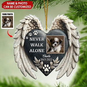 Never Walk Alone Upload Photo Dog Cat Personalized Memorial Ornament