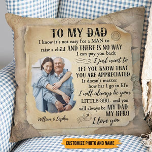 Custom Photo - Gift For Father - Personalized Custom Pillow