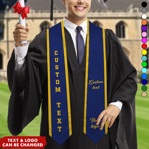 Personalized School Logo Text Grad Graduation Stole Sash