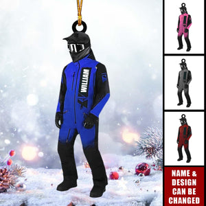 Personalized Snowmobile Acrylic Christmas Ornament, Gift for Snowmobile Lovers Snowmobile Rider