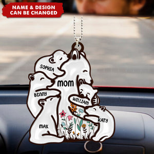Floral Mama Bear Loving Gift For Mom - Personalized Car Ornament