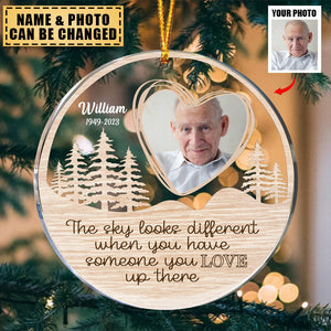 Family - Custom Photo The Sky Looks Different - Personalized Acrylic Circle Ornament
