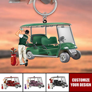 Personalized Keychain - Playing Golf - Gift For Golf Lovers