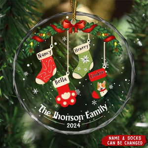 Family Stockings - Personalized Circle Glass Ornament