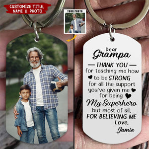 Thank You For Teaching Me How To Be Strong - Personalized Photo Stainless Steel Keychain