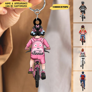 Biking All The Way - Personalized Acrylic Keychain, Gift For Biking Lovers