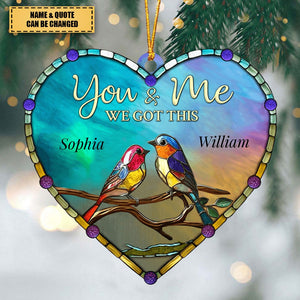 God Gave Me You Couple Of Loving Birds Heart-shaped Acrylic Ornament