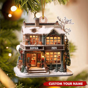 Personalized Bookstore Ornament, Book Lover Gifts, Librarian Ornament, Custom Name Bookshop Acrylic Ornament