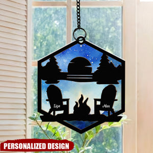 Mountain Camping - Personalized Window Hanging Suncatcher Ornament