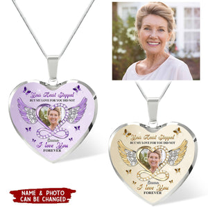Sparkling Memorial Upload Photo Heart Wings Infinity, I Love You Forever Personalized Necklace