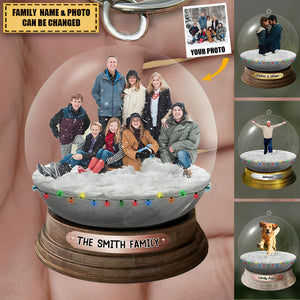 Personalized Custom Photo Crystal Ball Keychain - Christmas Gift For Family