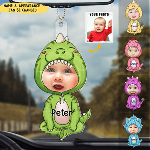 Cute Dinosaur Kid Photo Personalized Acrylic Ornament Gift for Grandma Mom Auntie