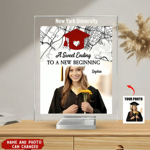 A Sweet Ending To A New Beginning Location Map - Personalized Acrylic Photo Plaque