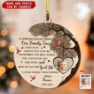 Custom Photo Memorial A Limb Has Fallen - Personalized Shaped Wooden Ornament
