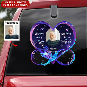 Personalized Memorial Photo Decal - Always On My Mind Forever In My Heart