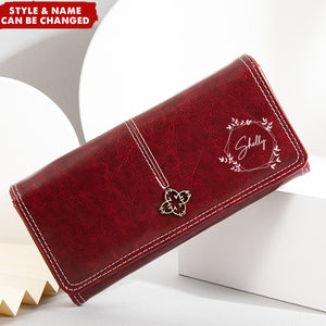 Flower Snap Multi-Card Slots Personalized Name Clutch Bag Wallet