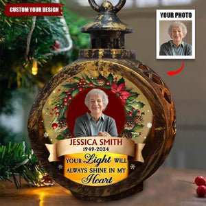 Your Light Will Shine In My Heart Memorial Personalized Lantern