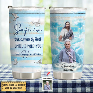 God Has You In His Arms I Have You In My Heart - Memorial Gift Personalized Glitter Tumbler