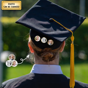 Personalized Gold Memorial Photo Pin for Graduation Caps and Gowns - Keep Loved Ones Close on Graduation Day