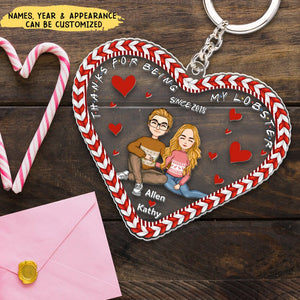 Thanks For Being My Lobster - Personalized Couple Heart Acrylic Keychain, Valentine's Day Gift Idea For Couple