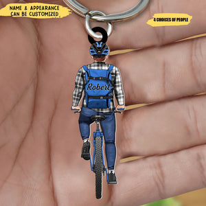 Biking All The Way - Personalized Acrylic Keychain, Gift For Biking Lovers
