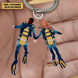 Dive Buddies For Life Personalized Acrylic Keychain, Gift For Scuba Diving Lovers Couples