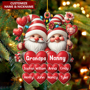 Christmas Grandma & Grandpa Mom & Dad With Heart Kids Personalized Ornament