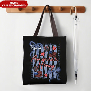 Independence Day American Honey Preppy Girly Memorial Day Personalized Tote Bag