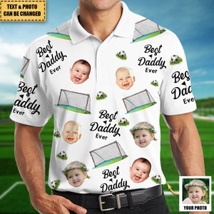 Best Daddy Ever - Personalized Photo Soccer Polo Shirt