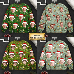 Custom Face I Am A Stupid Christmas Tree Stupid - Personalized Photo Ugly Sweater