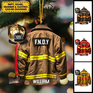 Firefighter Uniform Design Personalized Acrylic Ornament – Ideal Firefighter Gift